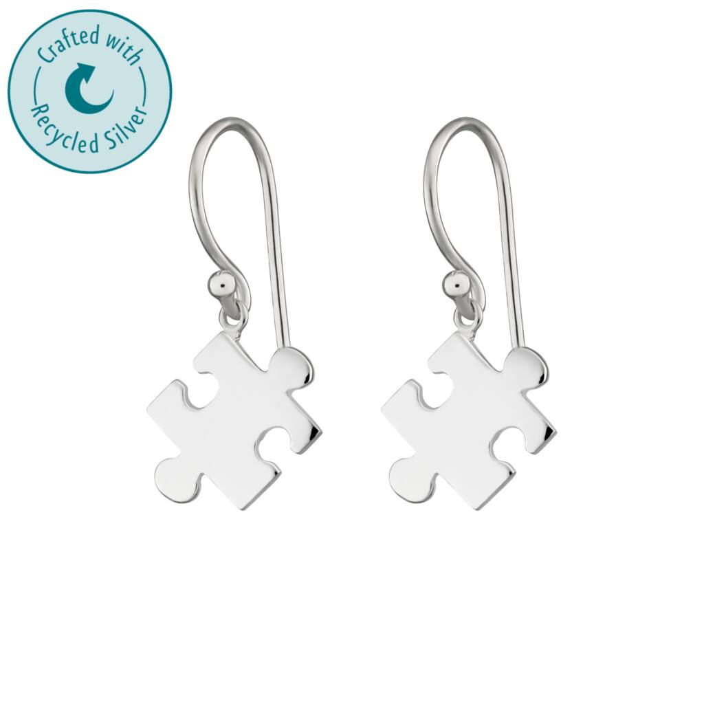 Jigsaw Hook Earrings, Sterling Silver Or Gold Plated By Lily Charmed