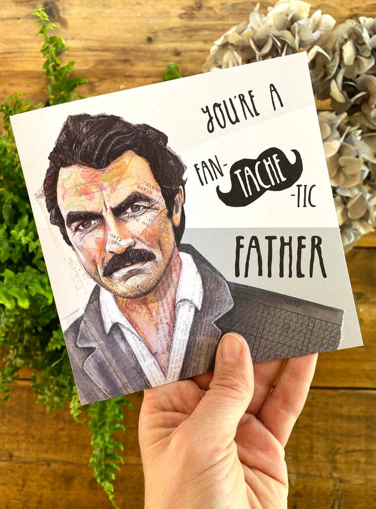 Tom Selleck Moustache Fathers Day Card By Angie Beal Designs