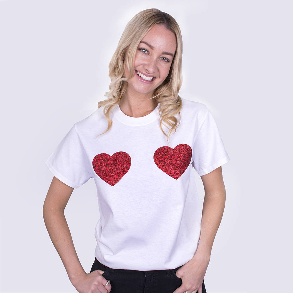 Twin Glitter Heart Ladies T Shirt By Ellie Ellie | notonthehighstreet.com