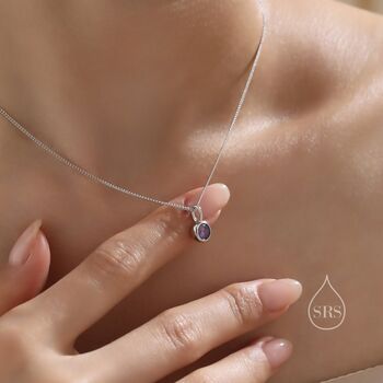Sterling Silver Alexandrite Purple Blue Cz Bubble Pendant Necklace, 7 of 12