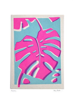 Hot Pink Monstera Fabric Screen Print, 2 of 4