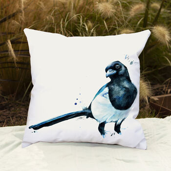 Inky Magpie Water Resistant Outdoor Garden Cushion, 4 of 8