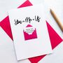Personalised You + Me = Us Anniversary Card, thumbnail 3 of 5