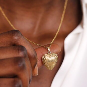 Personalised Message Stainless Steel Heart Locket Necklace In Gold Plating, 3 of 6