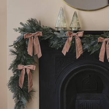 Pink Velvet Christmas Tree Bow Decorations X Six, 3 of 4