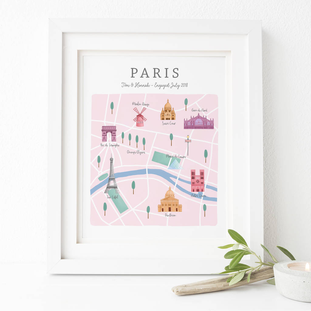 Original Personalised Paris Map Print 