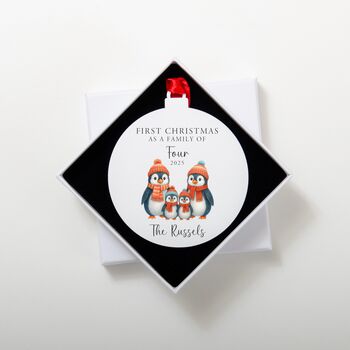 Personalised First Christmas Penguin Family Tree Decoration, 5 of 8
