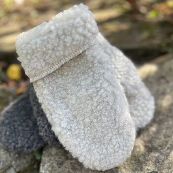 Ladies Natural Wool Fleece Mittens, 5 of 5
