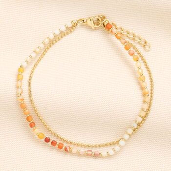 Small Brown Ombre Beaded Bracelet In Gold Plating, 2 of 4