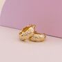 White Daisy Flower 18ct Gold Plated Huggie Hoop Earrings, thumbnail 6 of 6