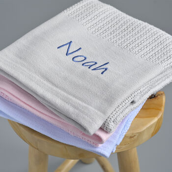 Personalised Grey Cellular Baby Blanket Embroidered, 8 of 10