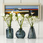 Blue Glass Bud Vase Set Of Three, thumbnail 1 of 4