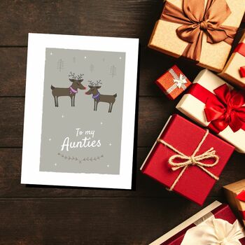 'To My Aunties' Christmas Greetings Card Reindeers, 4 of 10