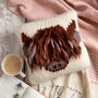Highland Cow Cushion Cover Easy Knitting Kit, thumbnail 1 of 6