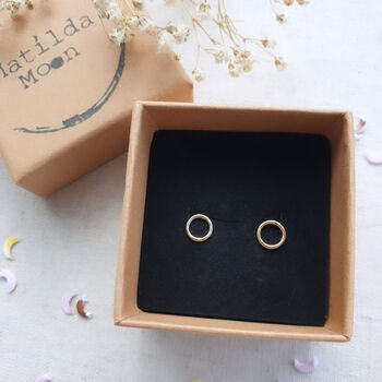 14k Gold Filled Circle Halo Ear Stud Earrings, 8 of 9