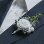 Floral Wedding Buttonhole In Silver, thumbnail 2 of 10
