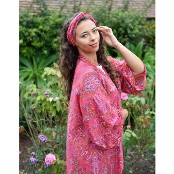 'Phoebe' Red And Pink Paisley Headband, 4 of 6