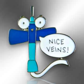 Cartoon Nurse Syringe Iv Needle Nice Veins Enamel Lapel Pin Badge, Gift For Nhs Doctors, Nurses Or Medical Staff, 3 of 8