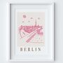 Berlin Germany Pink Skyline Cityscape Scene Art Print, thumbnail 2 of 2