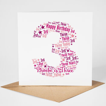Personalised 3th Birthday Card For Girl, 2 of 2