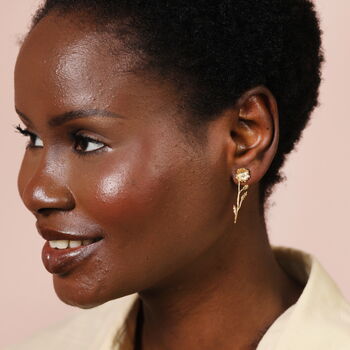 Wild Flower Drop Earrings In Gold Plating, 3 of 4