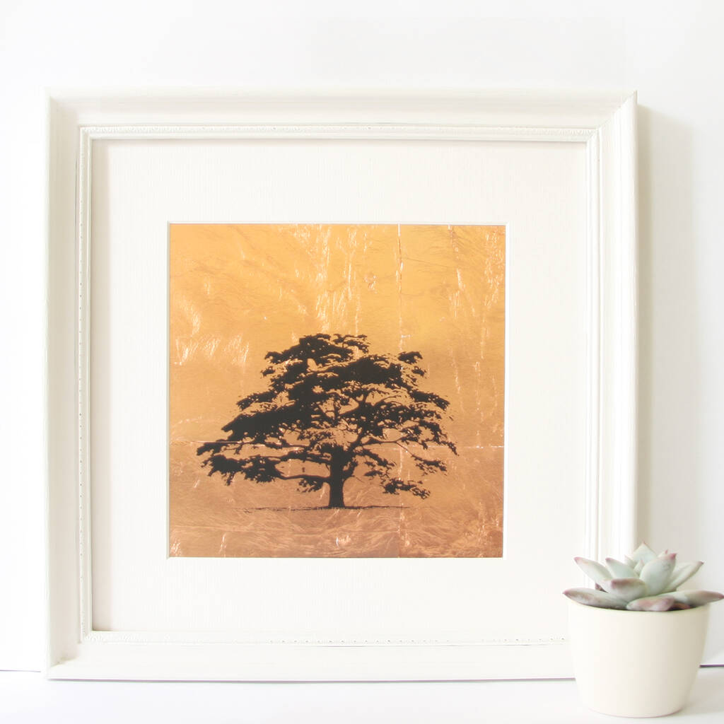 Cedar Screen Print Tree On Copper Leaf By Katie Edwards Illustration