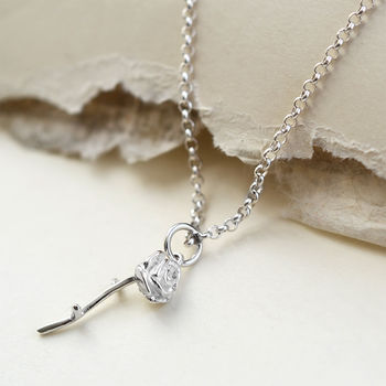 Sterling Silver Delicate Rose Necklace, 2 of 7