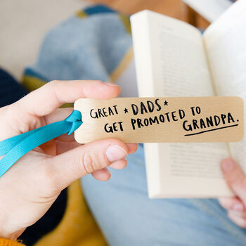 'Great Dads Get Promoted To Grandad' Gold Bookmark, 2 of 9