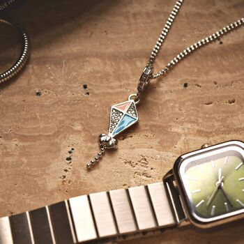 Kite Charm Necklace Colourful Zircon 925 Sterling Silver Jewellery Gift For Women And Girls, 4 of 4