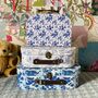 Blue And White Floral Set Of Three Mini Suitcases, thumbnail 1 of 6