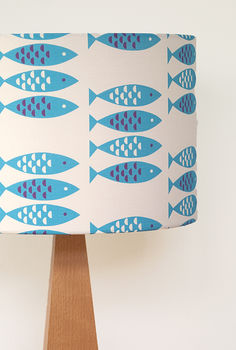 Newlyn Fish Pattern Drum Lampshade, 3 of 3