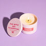 Funny Self Care Gift Hot Girls Set Boundaries Pink Tin Candle, thumbnail 1 of 6