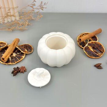 Handmade White Pumpkin Trinket Dish Autumn Decor, 3 of 10