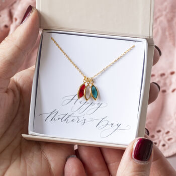 Gold Plated Family Birthstone Marquise Charm Necklace, 4 of 10