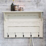 White Wooden Wall Shelf With Hooks, thumbnail 1 of 4