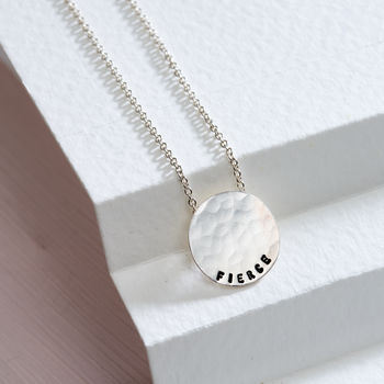 Personalised Medium Hammered Disc Necklace, 2 of 10