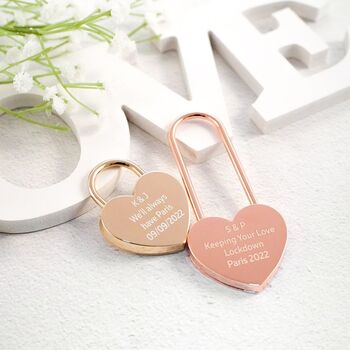 Custom Heart Shaped Love Padlock With Key, 6 of 6