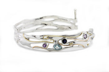 Silver Bangle With Blue Topaz, Iolite And Amethyst, 7 of 9