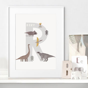 Dinosaur Letter And Name Personalised Print, 3 of 6