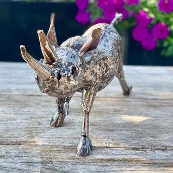 Recycled Metal Rhino Sculpture Art105, 3 of 6