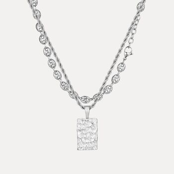 Gold Hammered Pendant Necklace Set With Mariner Chain, 10 of 11