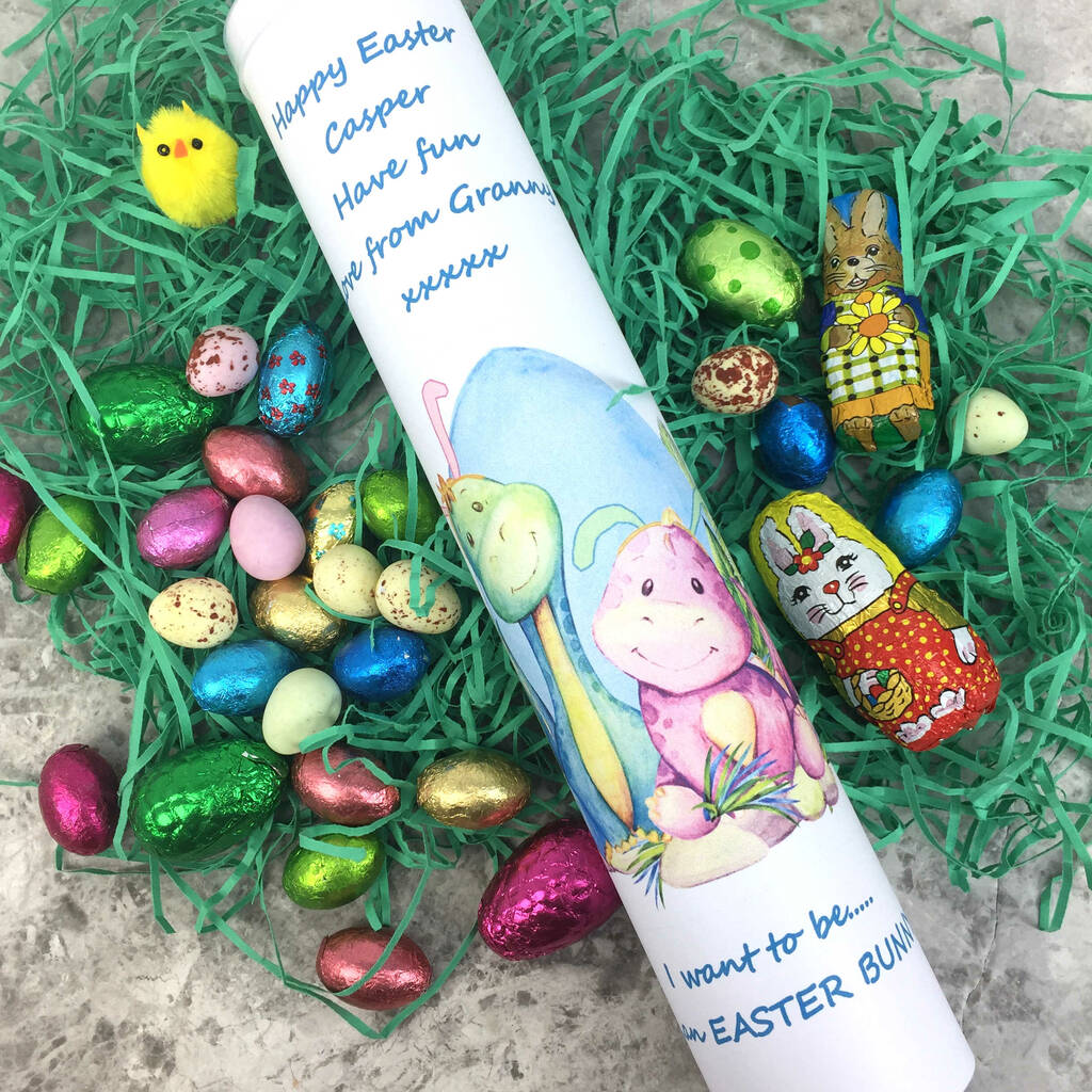 Personalised Dinosaur Bunny Easter Chocolate Gift By Cocoapod