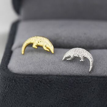 Sterling Silver Pangolin Stud Earrings, 5 of 11
