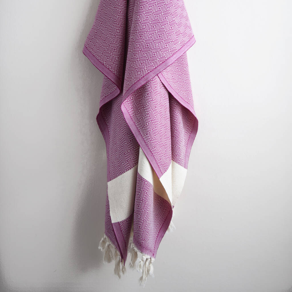 Fuchsia Diamond Turkish Towel By Hamam Square | notonthehighstreet.com