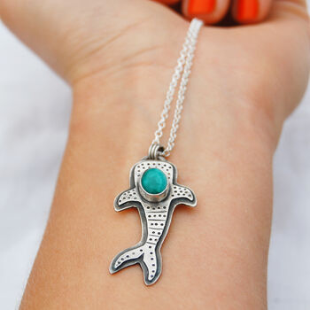 Whale Shark Turquoise Silver Pendant, 3 of 9