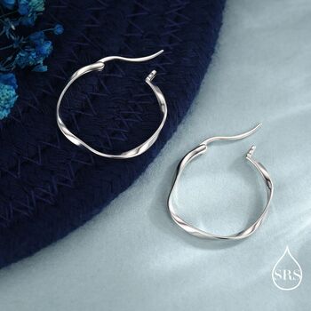 Large Mobius Hoop Earrings In Sterling Silver, 4 of 12
