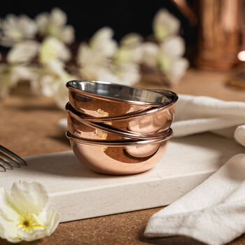 Set Of Six Copper Dipping Bowls With Tin Lining, 7 of 7