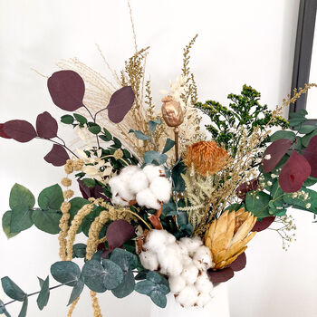 Cotton Preserved Flower Bouquet With Banksia Protea, 2 of 5