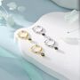 Sterling Silver Very Tiny Rhombus Onyx Black Cz Huggie Hoop, thumbnail 4 of 12