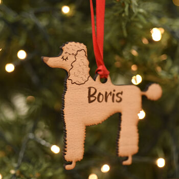 Poodle Personalised Dog Wooden Christmas Decoration, 5 of 7